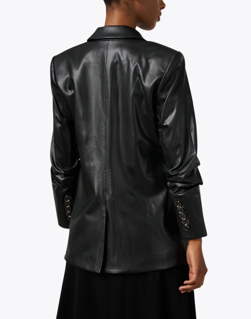 Back image - Veronica Beard - Beacon Black Faux Leather Dickey Jacket