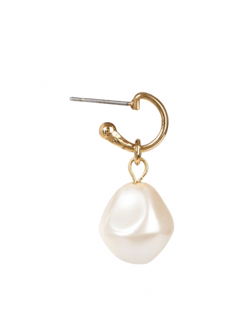 Back image - Jennifer Behr - Perle Gold and Pearl Hoop Drop Earrings