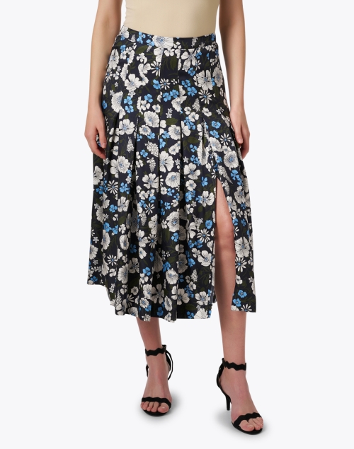 Front image - Veronica Beard - Norris Navy Floral Printed Skirt