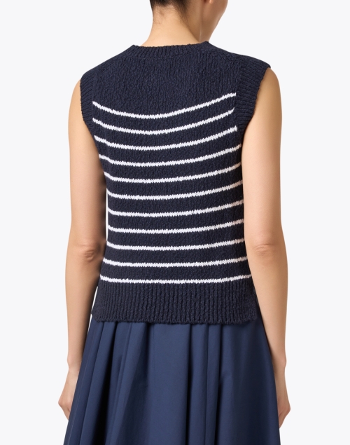 Back image - White + Warren - Navy and White Stripe Cotton Sweater