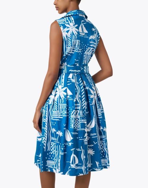 Back image - Samantha Sung - Audrey Sea Blue Print Dress