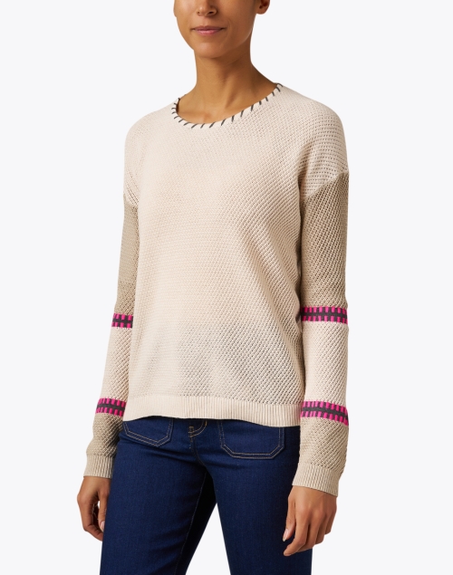 Front image - Lisa Todd - Beige Stitch Cotton Sweater