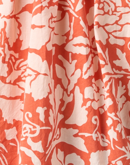 Fabric image - Pomegranate - Orange & White Print Tie Neck Blouse