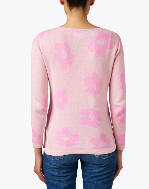 Back image - Blue - Pink Floral Cotton Sweater