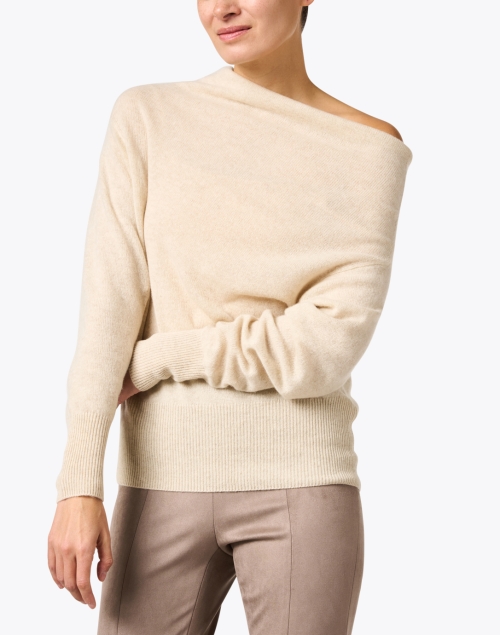 Front image - Brochu Walker - Lori Beige Cashmere Off Shoulder Sweater