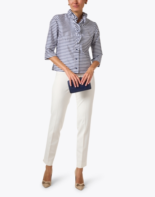 Celine Navy and White Stripe Shirt
