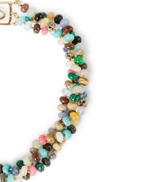Front image - Kenneth Jay Lane - Multicolored Agate Beaded Triple Strand Necklace