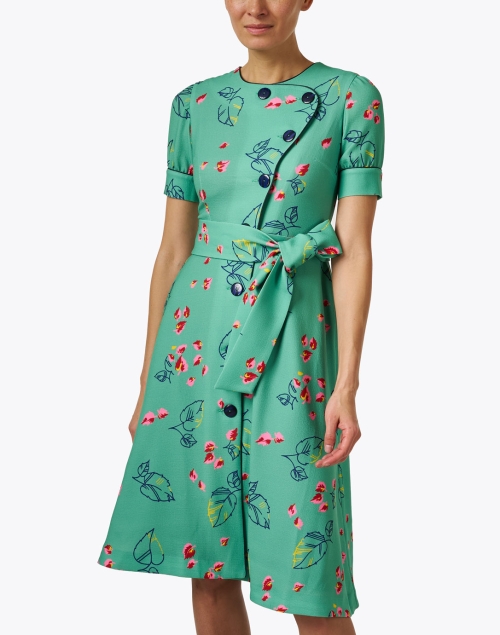 Front image - Loretta Caponi - Astrid Green Print Dress