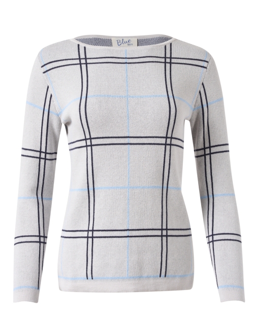 Product image - Blue - Grey Plaid Intarsia Cotton Sweater
