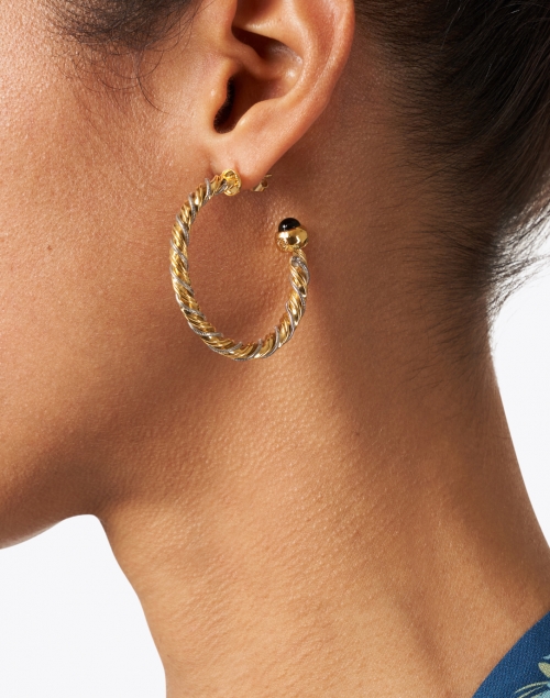 Look image - Gas Bijoux - Gold and Silver Intertwined Hoop Earrings