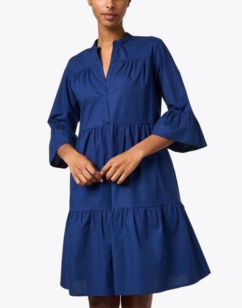 Front image - Rosso35 - Navy Cotton Poplin Mini Dress