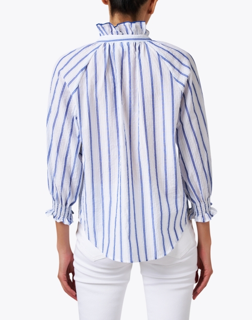 Back image - Finley - Fiona White and Blue Striped Cotton Shirt