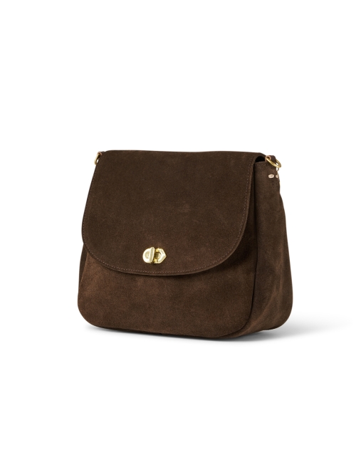 Front image - Clare V. - Turnlock Louis Brown Suede Crossbody Bag