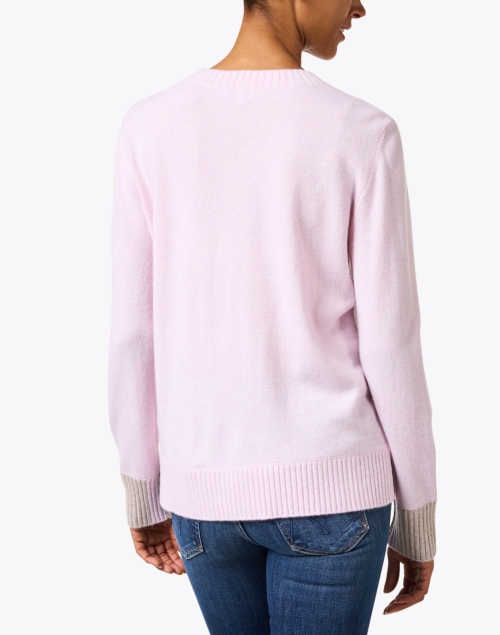 Back image - Kinross - Pink Cashmere Contrast Trim Sweater