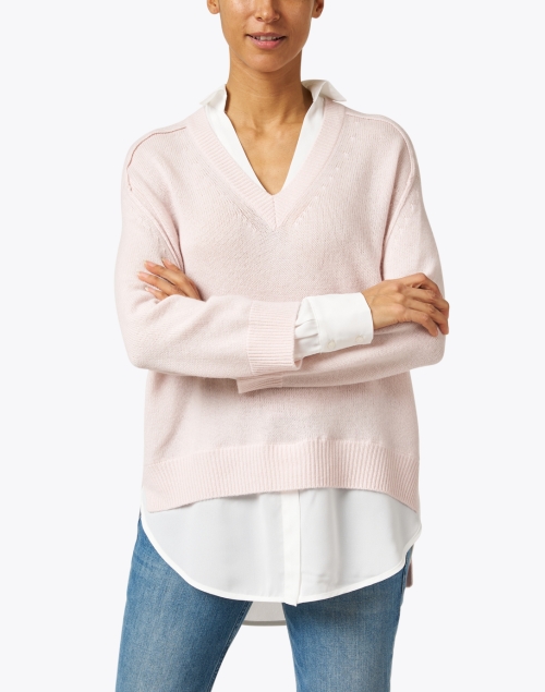 Front image - Brochu Walker - Paloma Pink Sweater with White Underlayer