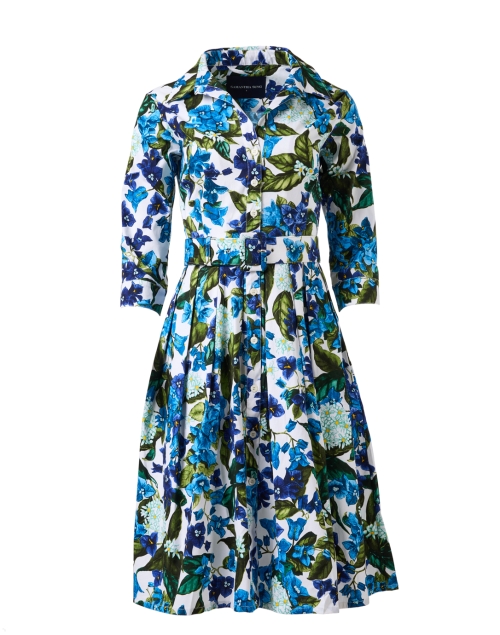 Product image - Samantha Sung - Audrey Blue and White Print Cotton Stretch Dress