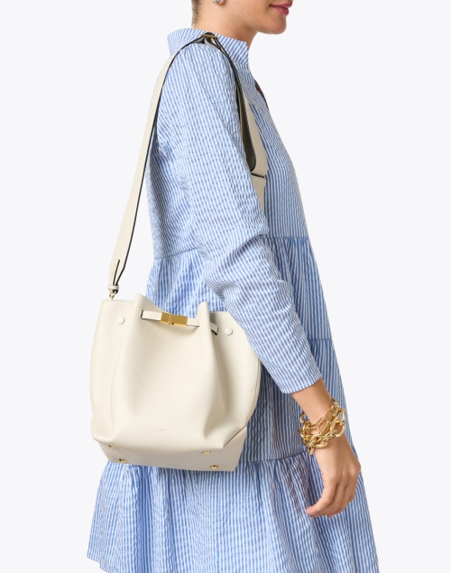 New York Ivory Leather Bucket Bag