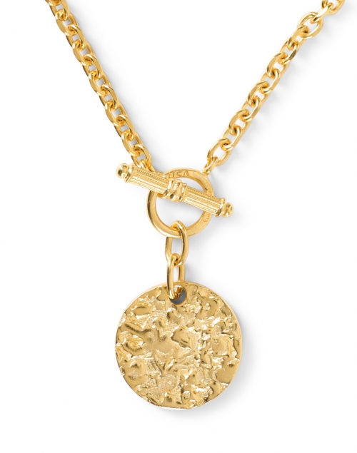 Front image - Ben-Amun - Gold Textured Disc Chain Link Necklace