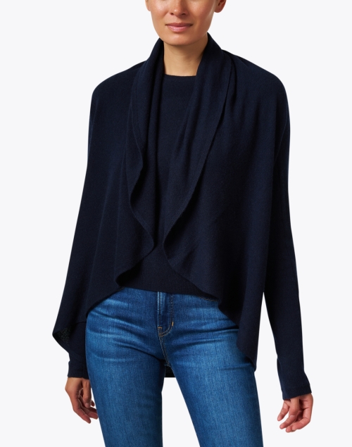 Front image - Repeat Cashmere - Navy Cashmere Circle Cardigan
