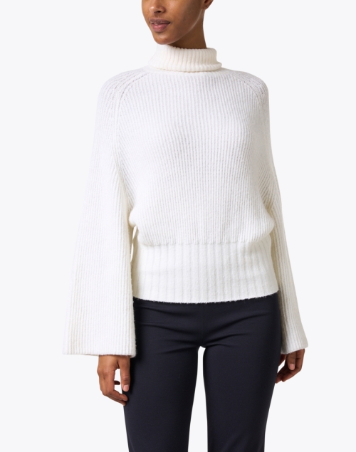 Front image - Emporio Armani - White Flare Sleeve Turtleneck Sweater