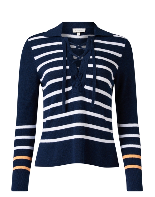 Navy and White Striped Cotton Sweater | Kinross