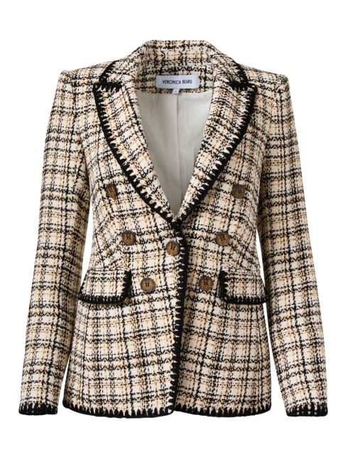 Product image - Veronica Beard - Lawrence Beige Plaid Tweed Dickey Jacket