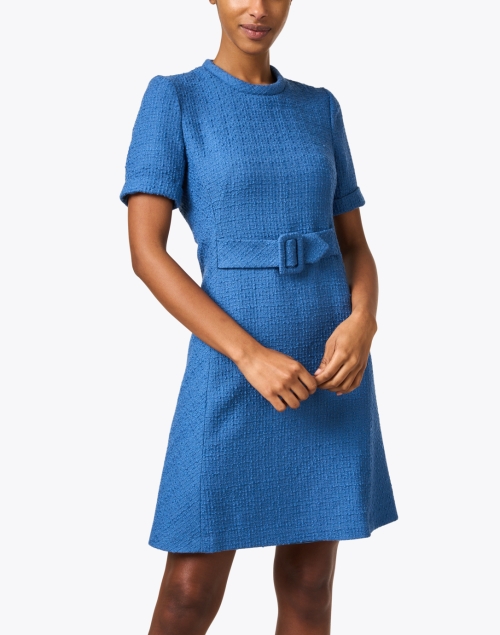 Front image - Jane - Raine Blue Tweed Shift Dress