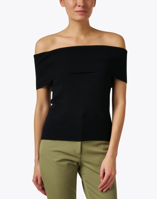 Front image - Allude - Black Off The Shoulder Knit Top