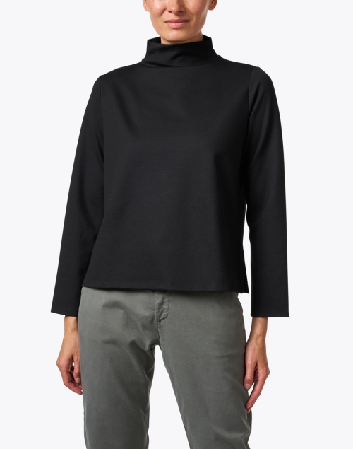 Front image - Eileen Fisher - Black Stretch Ponte Top