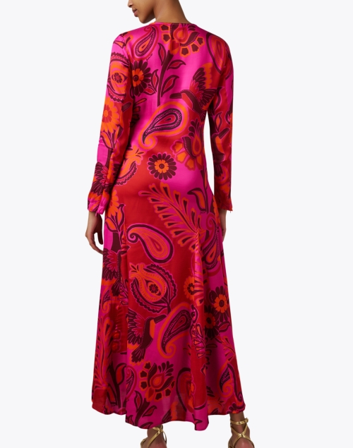 Back image - Farm Rio - Pink Print Zipper Maxi Dress
