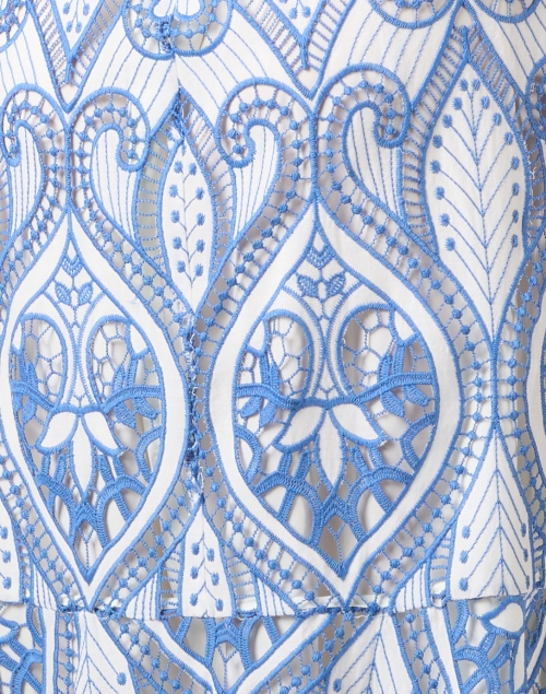 Fabric image - Shoshanna - Adella Ivory and Blue Embroidered Dress