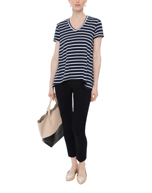 Look image - Southcott - Wonder-V Navy and White Striped Bamboo-Cotton Top