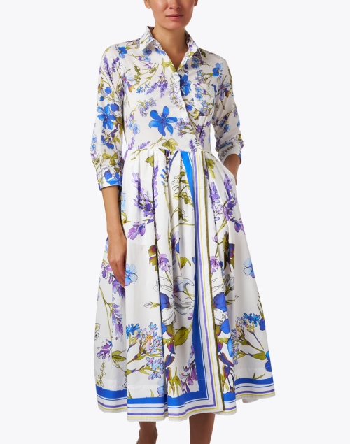 Front image - Sara Roka - Elenat White Multi Floral Print Dress
