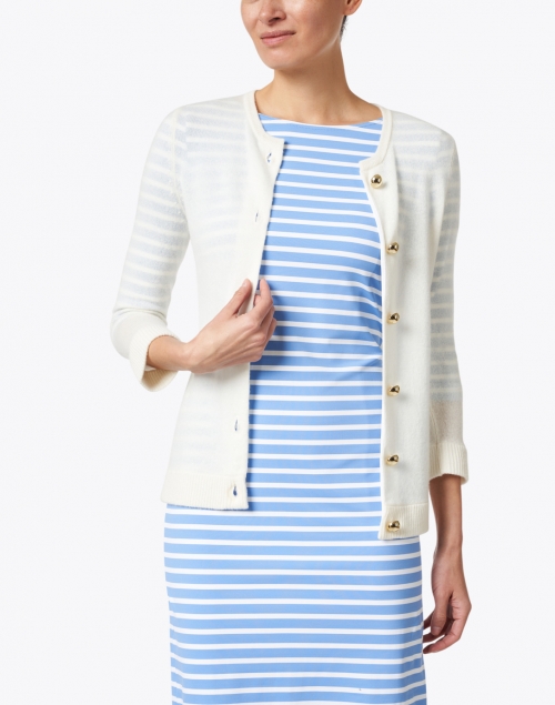 Front image - Cortland Park - Uptown Girl Ivory Cashmere Cardigan