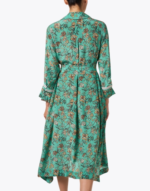 Back image - Chufy - Ella Green Floral Silk Shirt Dress
