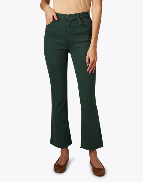 Front image - Mother - The Hustler Green High Waist Ankle Fray Jean