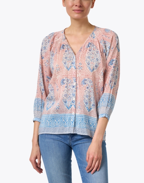 Front image - Bell - Courtney Pink and Blue Paisley Top
