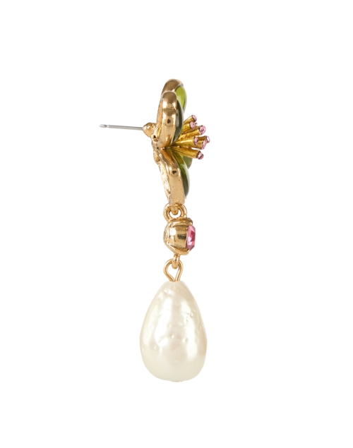 Back image - Oscar de la Renta - Flower Pearl Drop Earrings