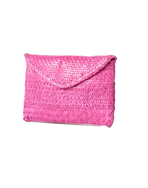Front image - Laggo - Polka Pink Woven Clutch