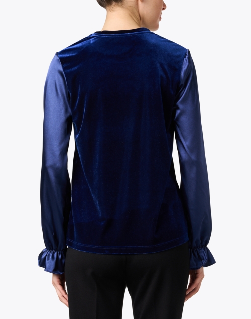 Back image - Southcott - Passion Navy Velvet and Charmeuse Top