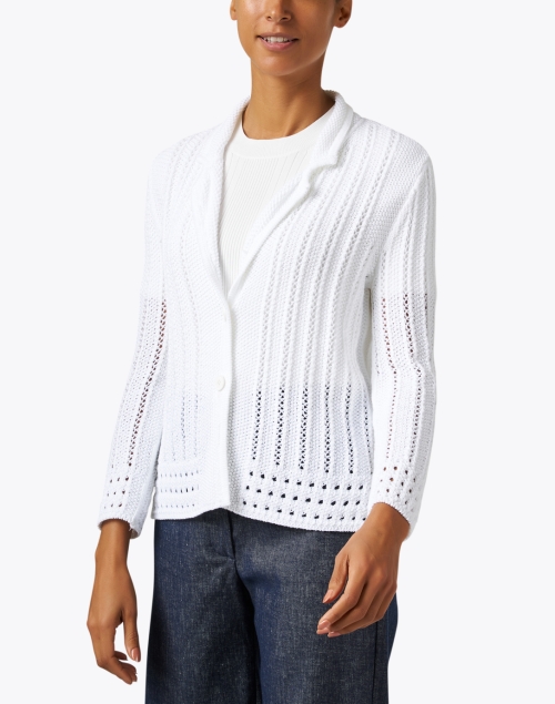 Front image - Amina Rubinacci - Ocarine White Knit Cotton Jacket