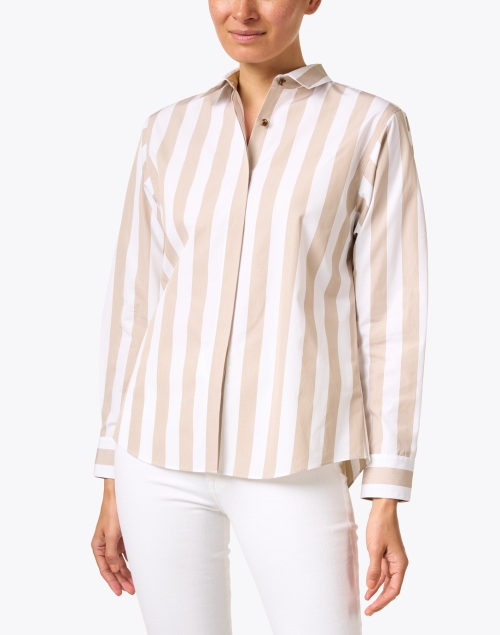 Front image - Lafayette 148 New York - Rae Tan Striped Button Down Shirt