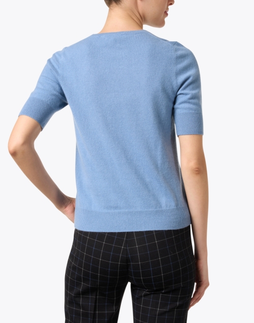 Back image - Repeat Cashmere - Blue Cashmere Short Sleeve Sweater