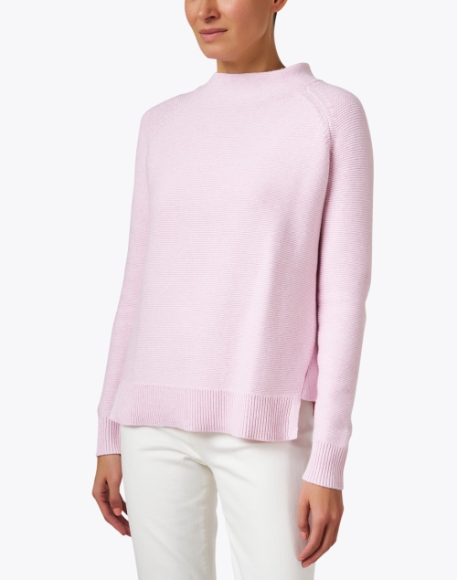 Front image - Kinross - Pink Garter Stitch Cotton Sweater