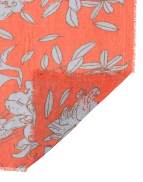 Back image - Amato - Orange Lily Printed Wool Silk Scarf