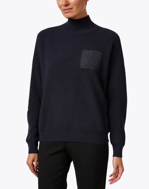 Front image - Peserico - Navy Wool Silk Sweater