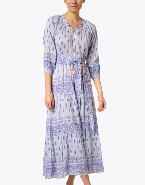 Bell - Clementine White and Blue Geo Cotton Dress