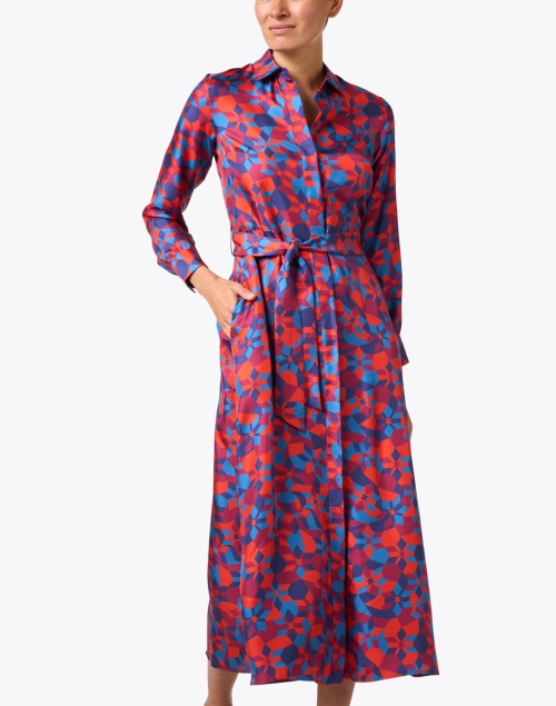 Front image - Rosso35 - Multi Abstract Print Silk Dress