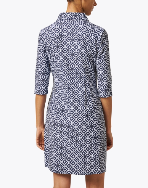 Back image - Jude Connally - Susanna Navy Print Shirt Dress