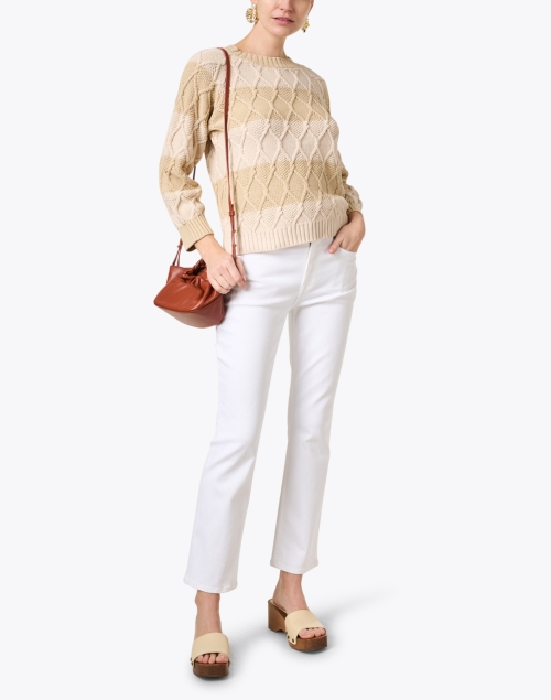 Panino Beige Stripe Cotton Blend Sweater